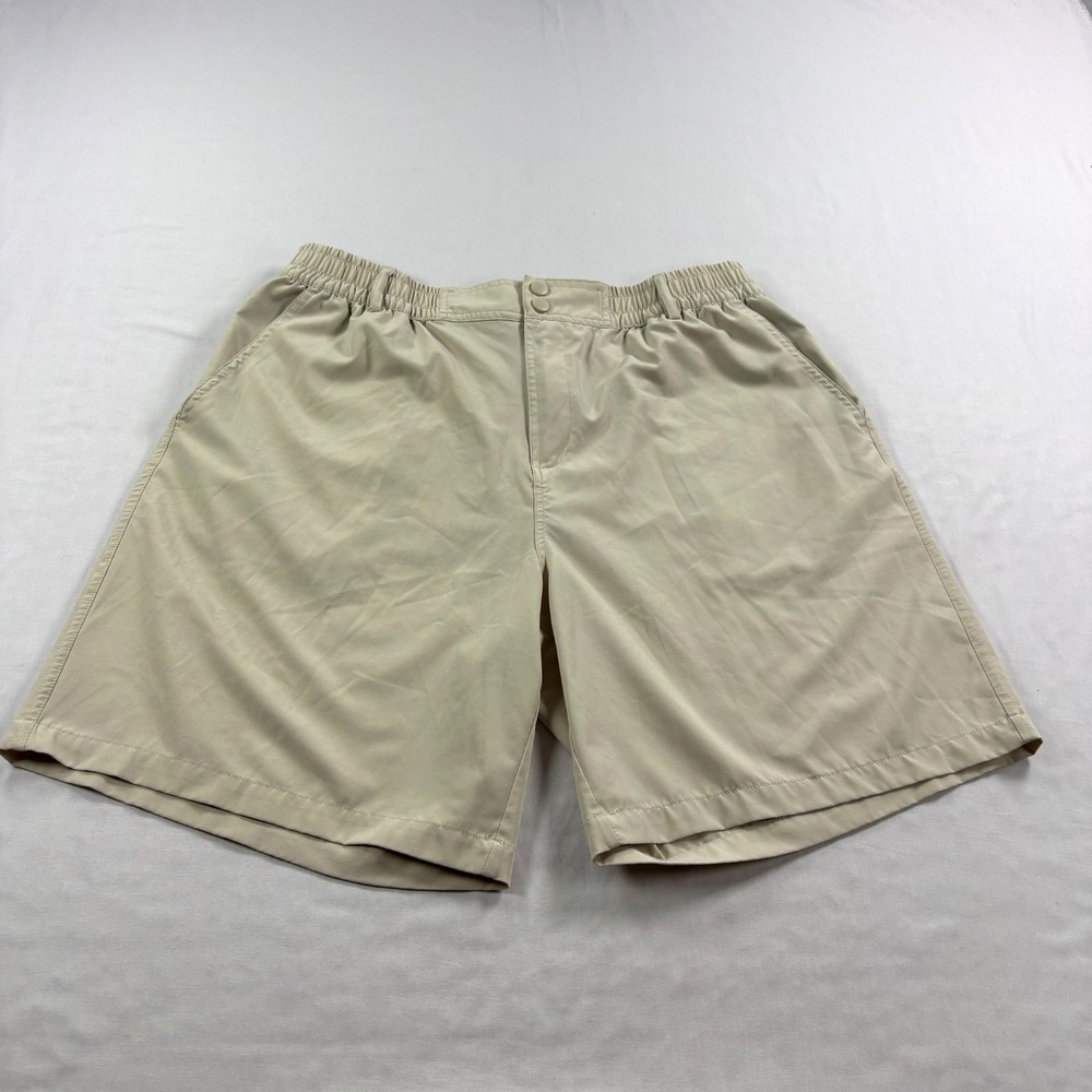 Burlebo Everyday Shorts Mens XL Beige Stretch Hybrid Casual Fishing Preppy